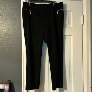 Chaus New York black ankle length slacks size 12 with gold zipper details